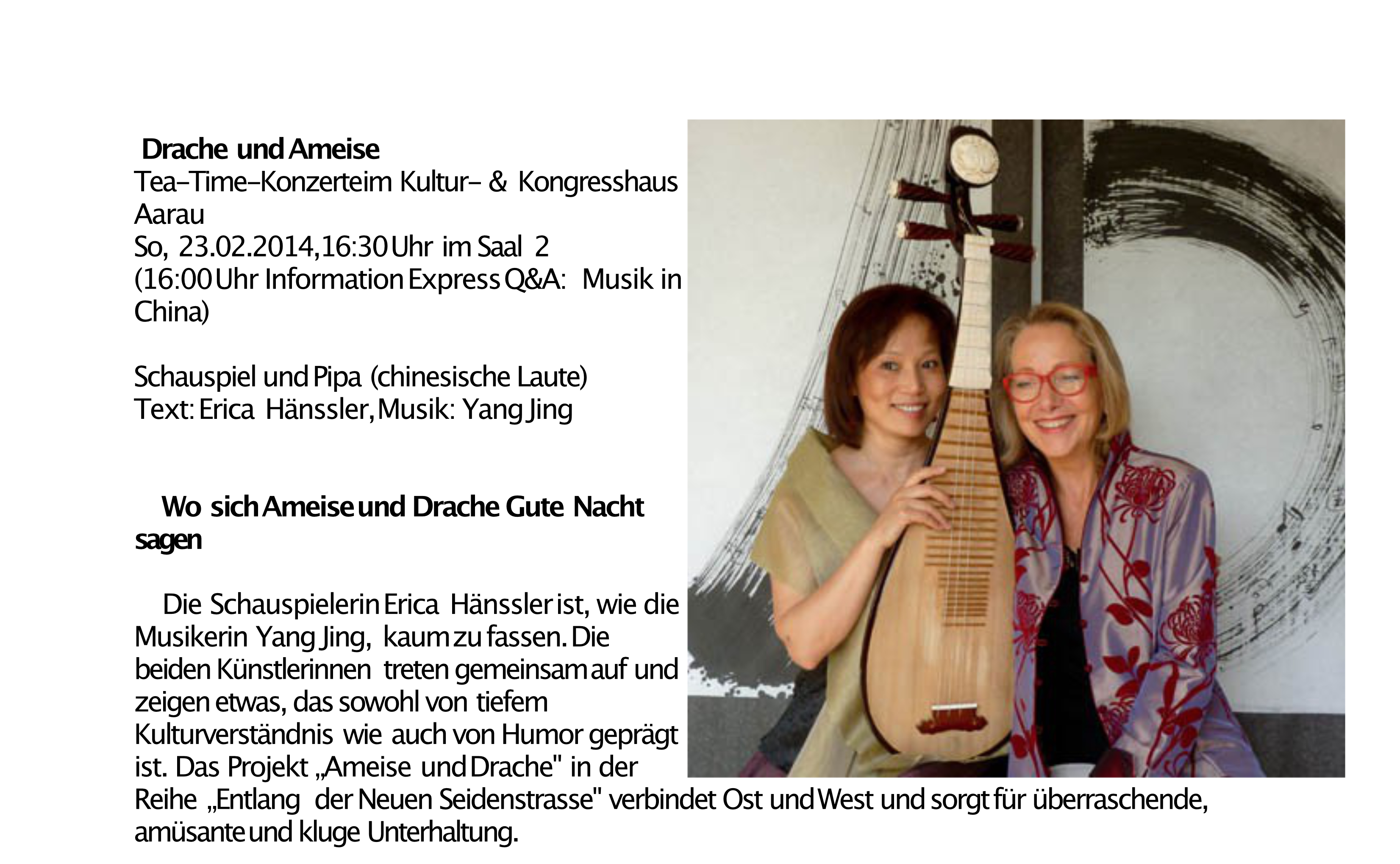 Drache und Ameise - Jing YANG & Erica Hänssler 2013 Kuk Aarau
